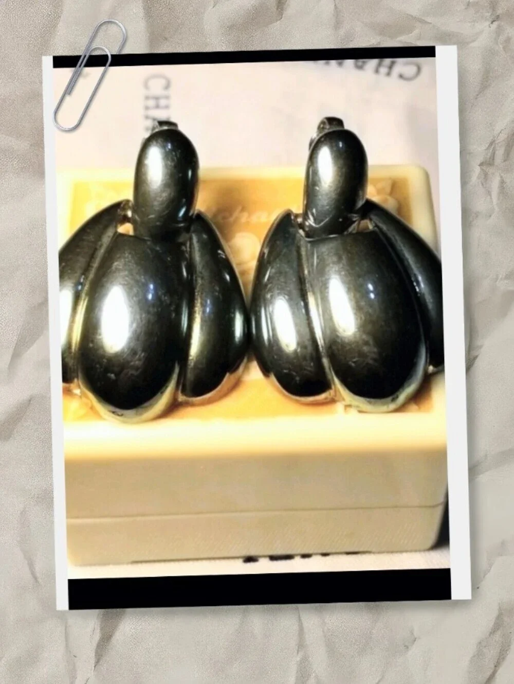 GIVENCHY PARIS NY Gun Metal Vintage Earrings